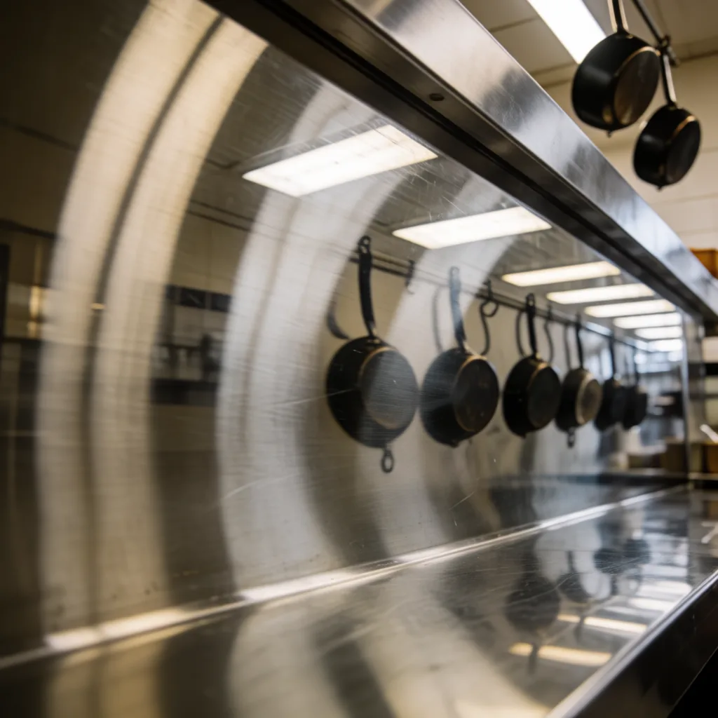 Polished steel counter