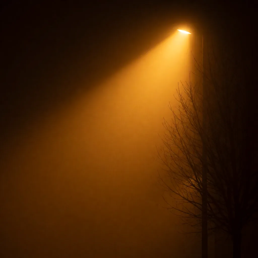 Fog under a streetlight