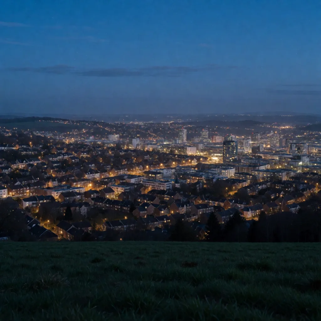 City from a hill, blue hour