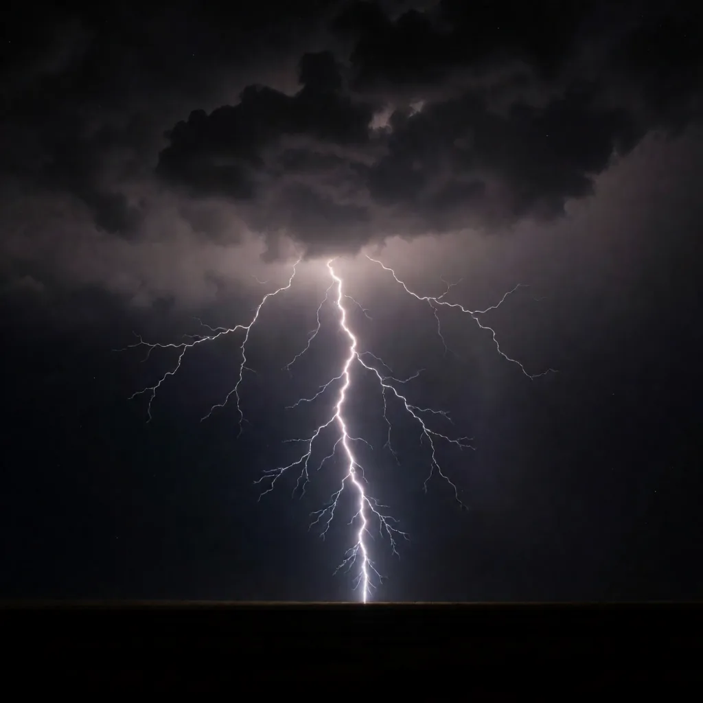 Lightning over plain