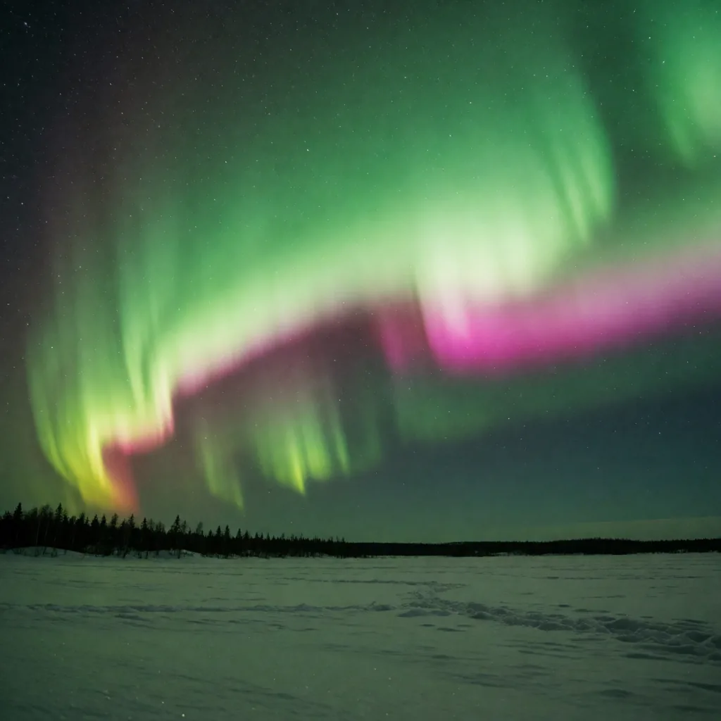 Aurora over snow