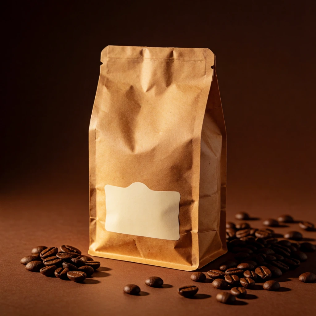 Kraft coffee bag still life