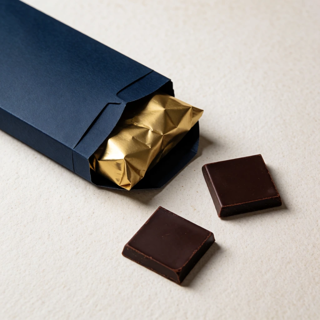 Navy and gold chocolate wrap