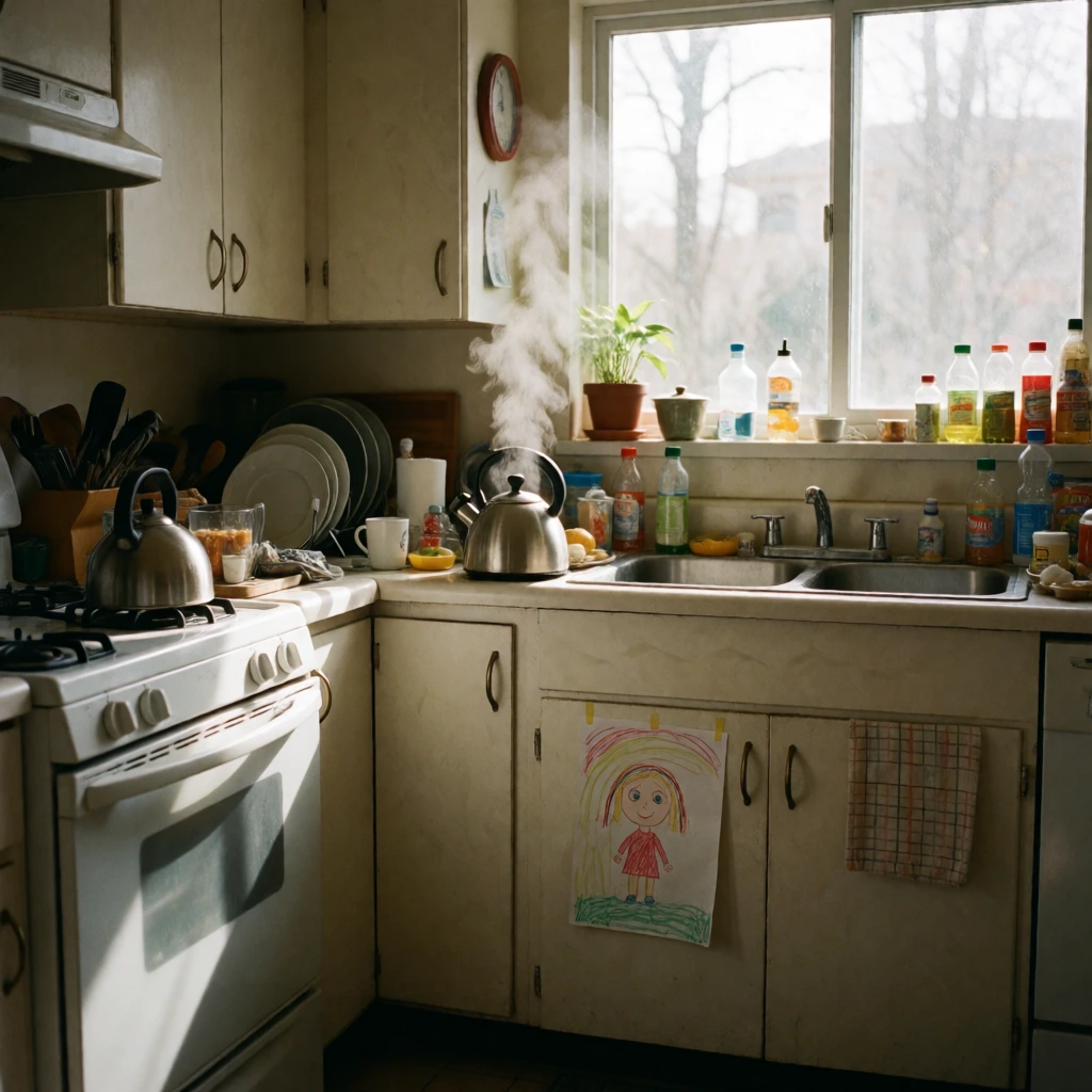 Portra 400 family kitchen