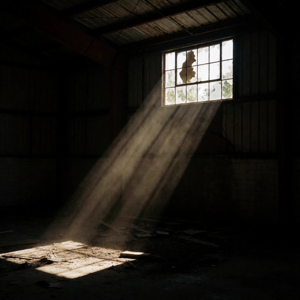 Backlit dust in a warehouse