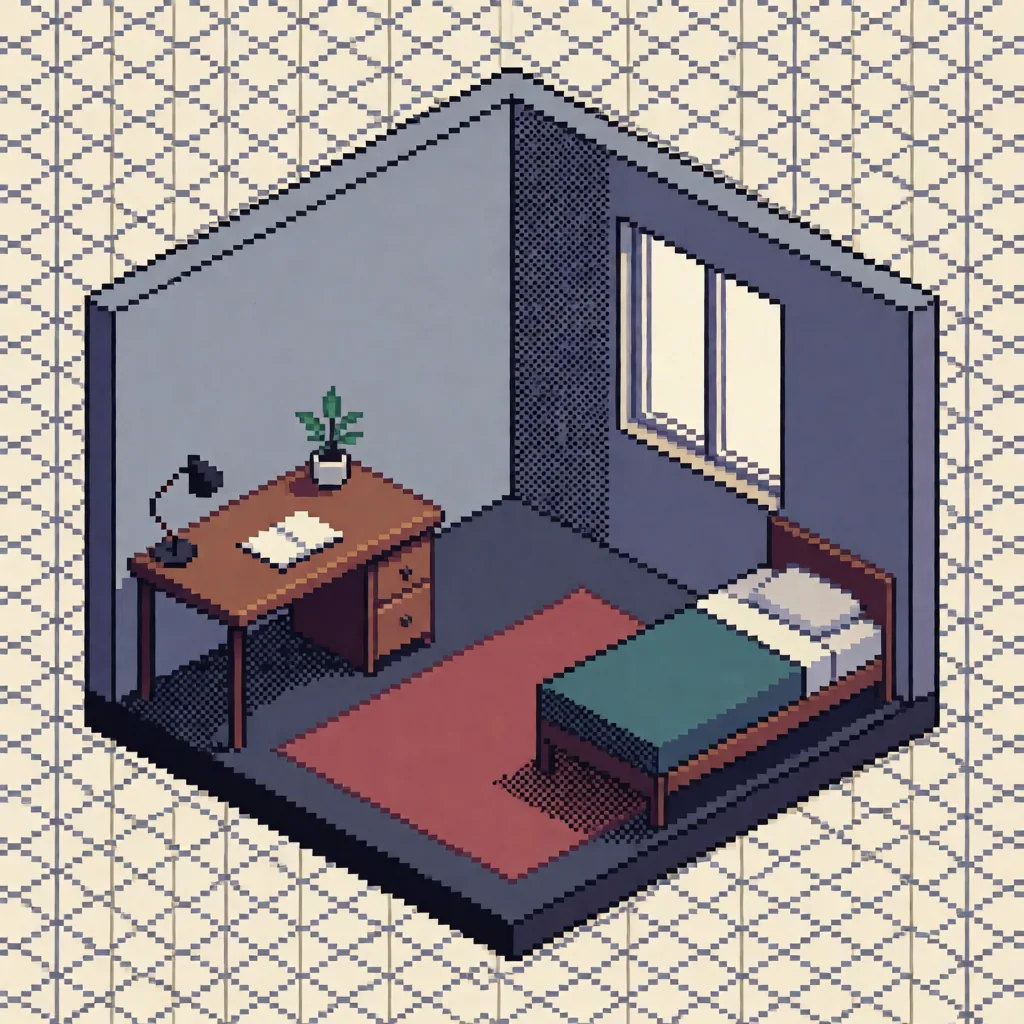 Isometric pixel room