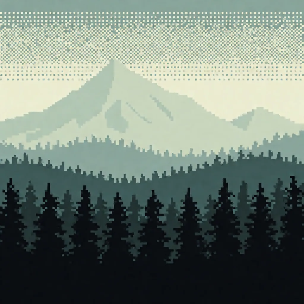 Pixel landscape, parallax
