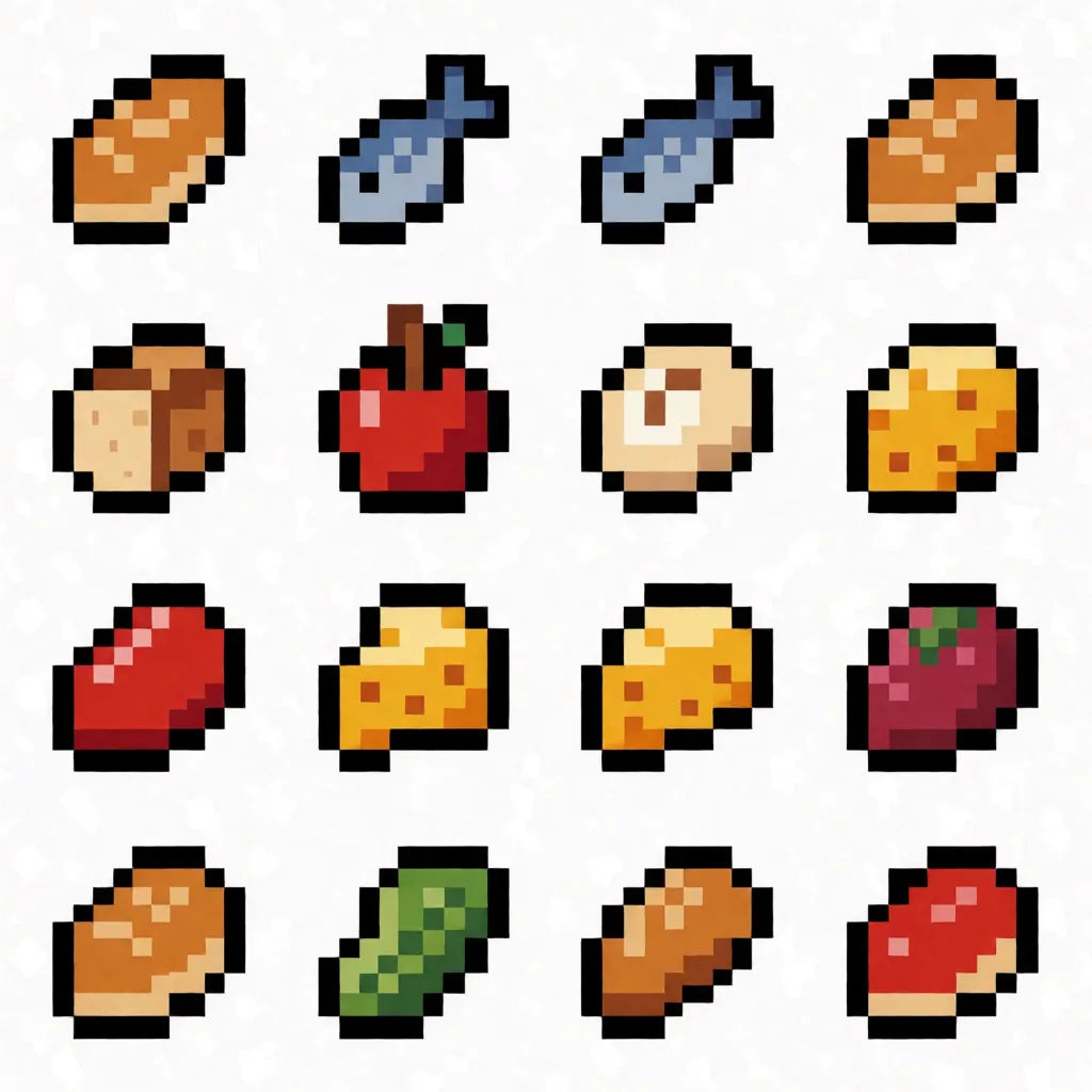 Pixel food icons