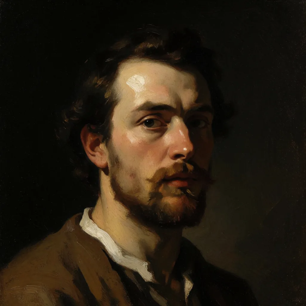 Painterly oil portrait, chiaroscuro
