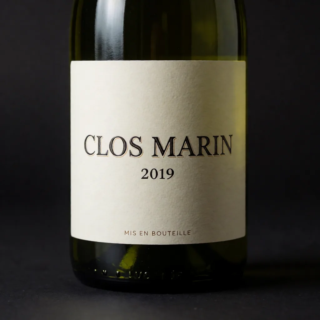 Wine label on bottle