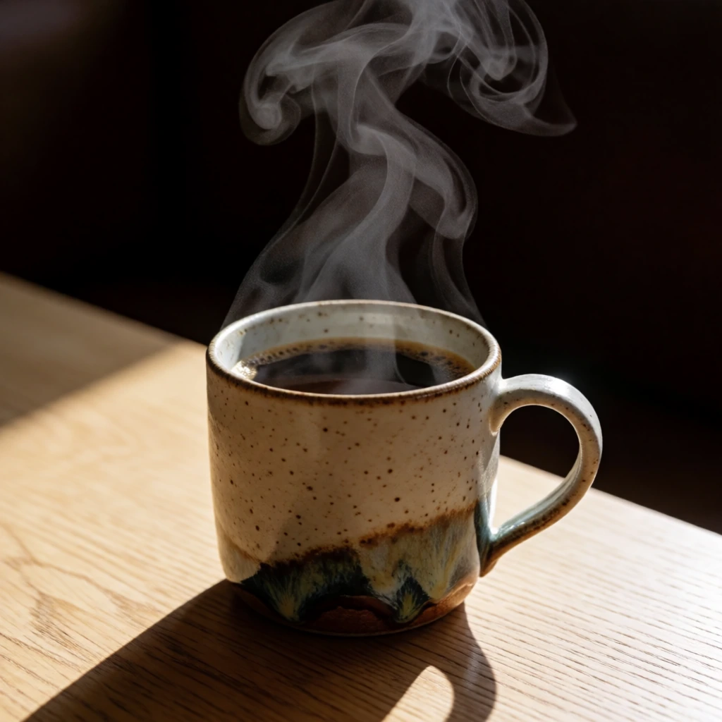 Ceramic mug, steam
