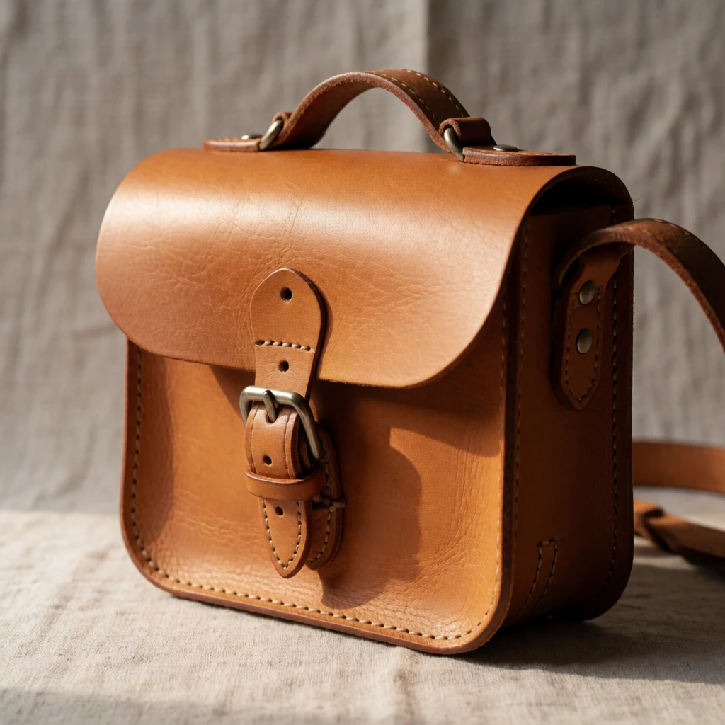 Leather satchel, texture