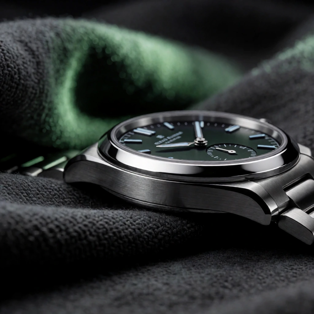 Green-dial steel watch