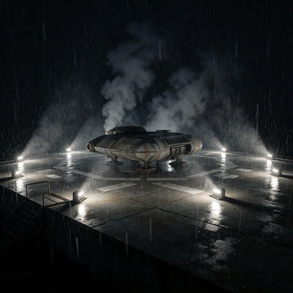 Landing pad in rain
