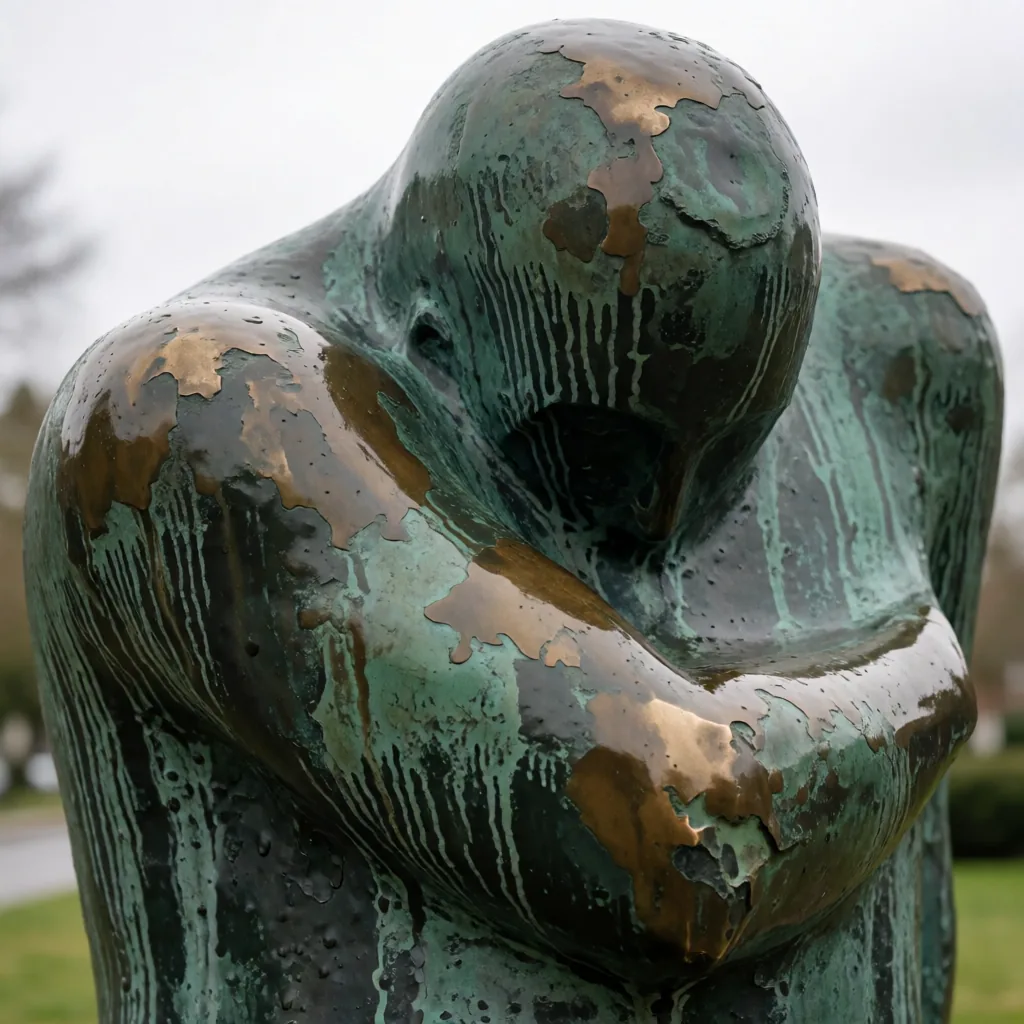 Bronze patina, weathered