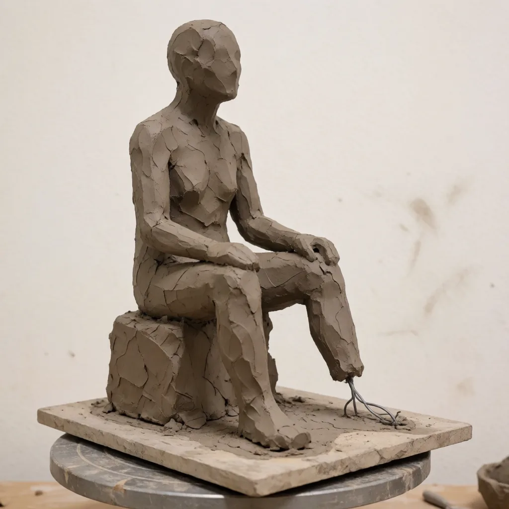 Clay maquette on a turntable