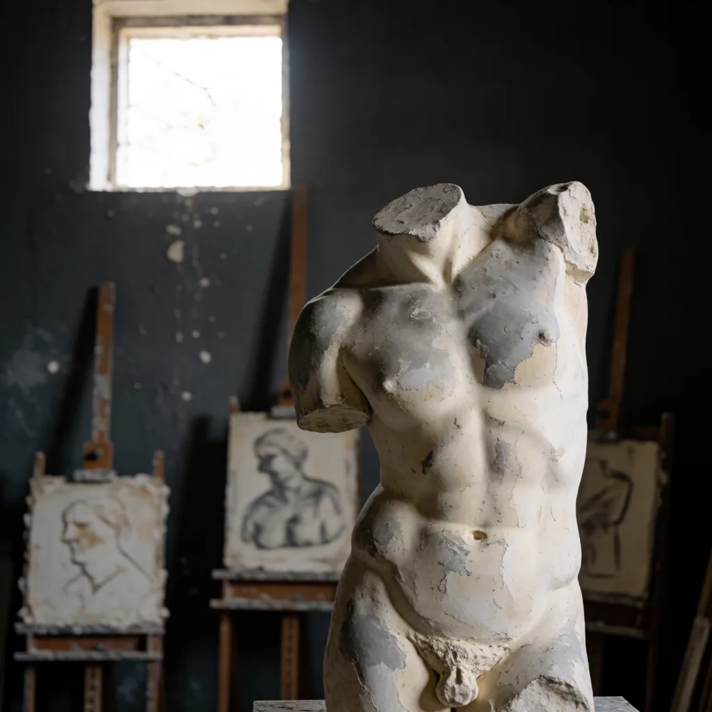 Plaster cast, chipped