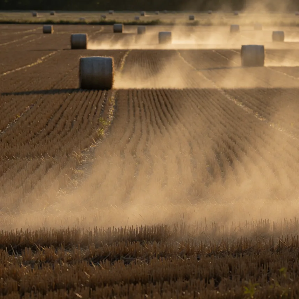Harvest dust at evening