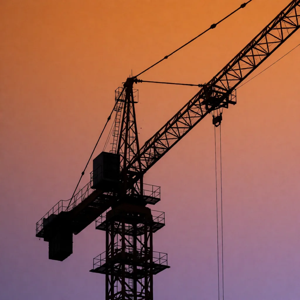 Crane against sunset