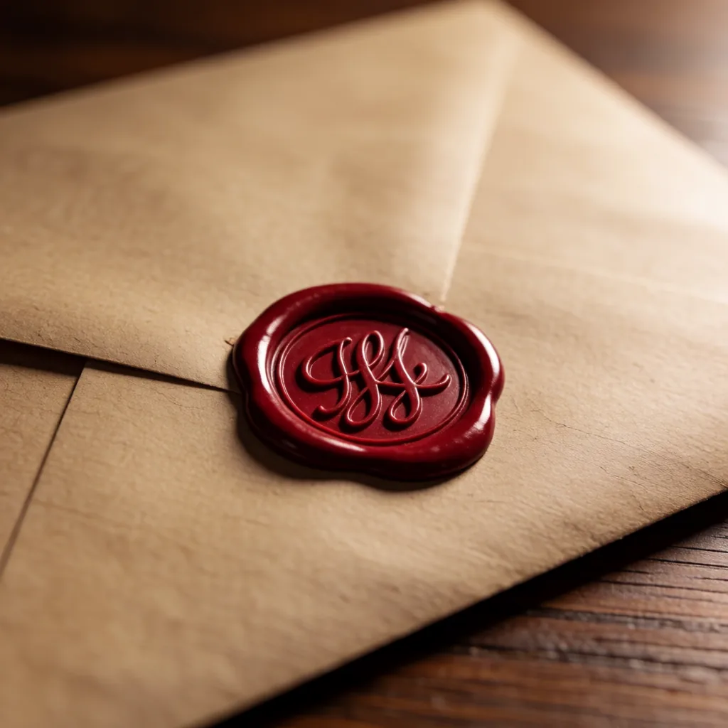 Wax seal on kraft envelope