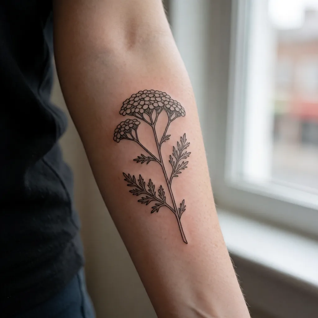 Fine-line botanical, forearm