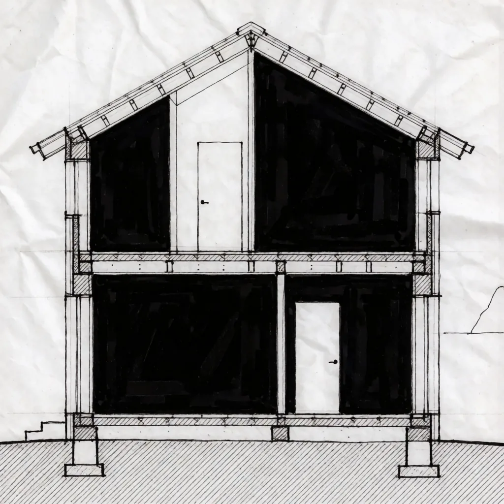 Building section, hand-drafted