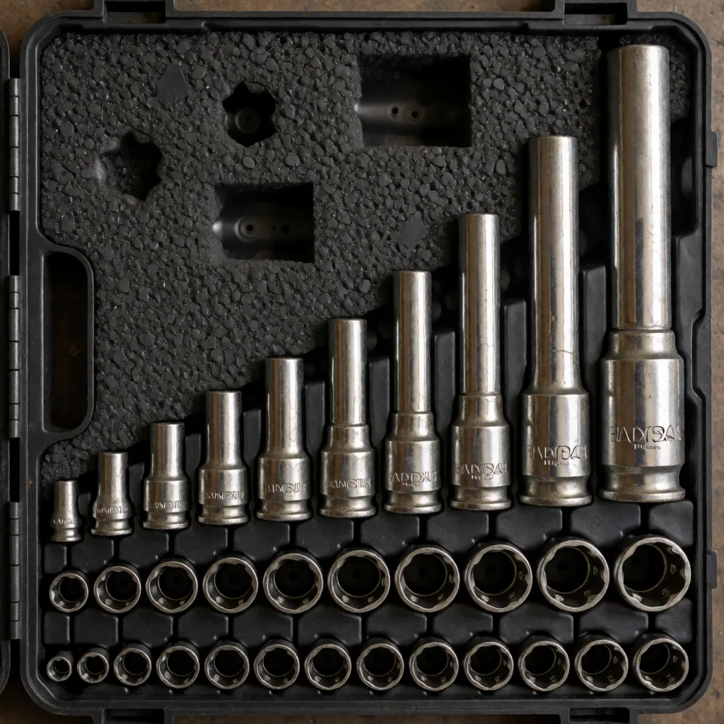 Socket set, open case