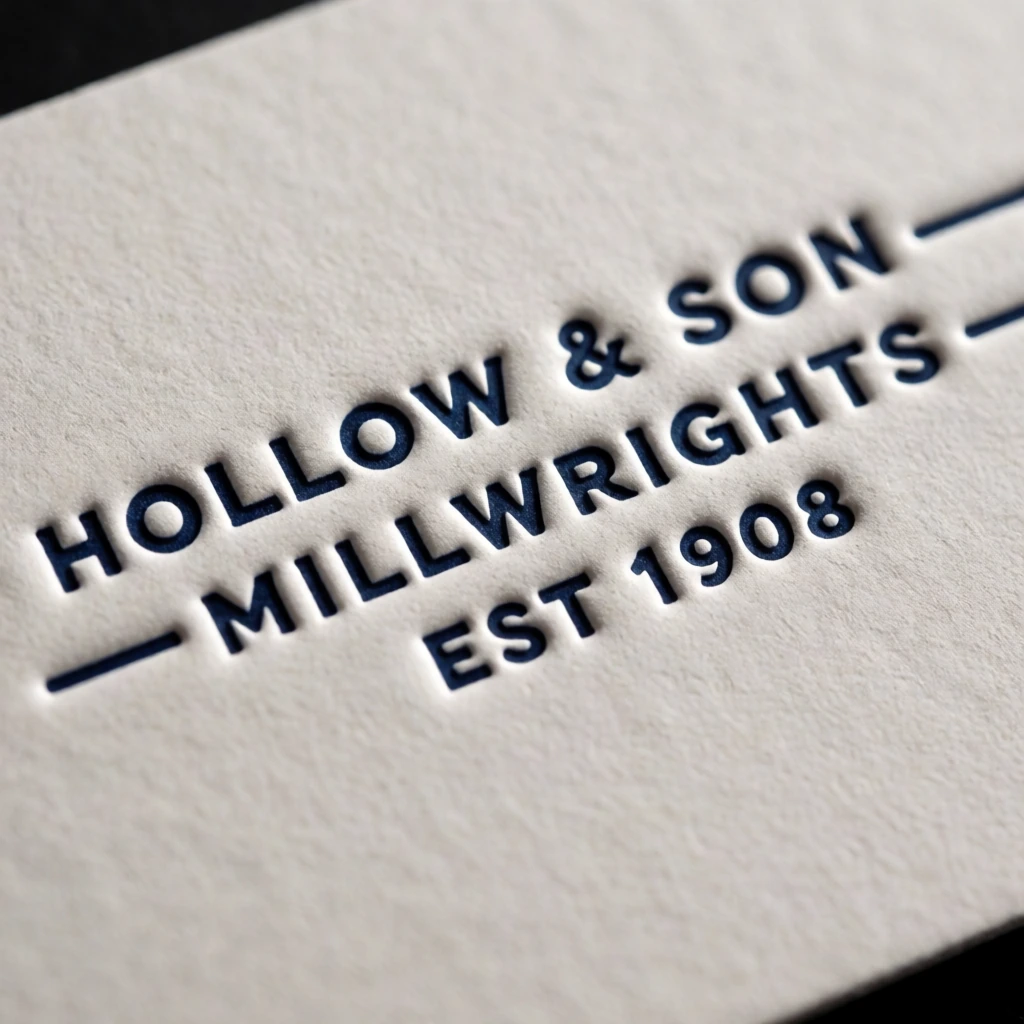Letterpress business card, macro