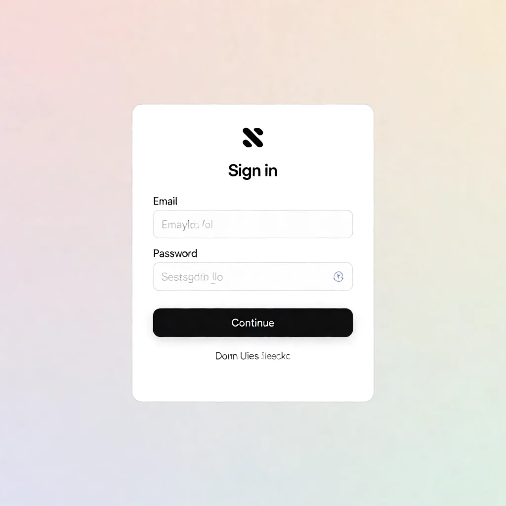 Login screen
