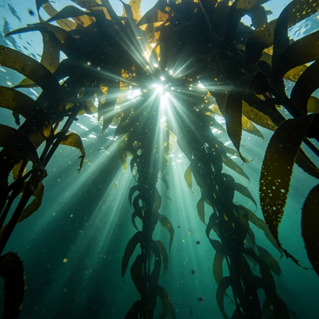 Kelp forest, sun shafts