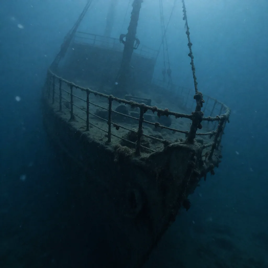 Shipwreck bow in gloom