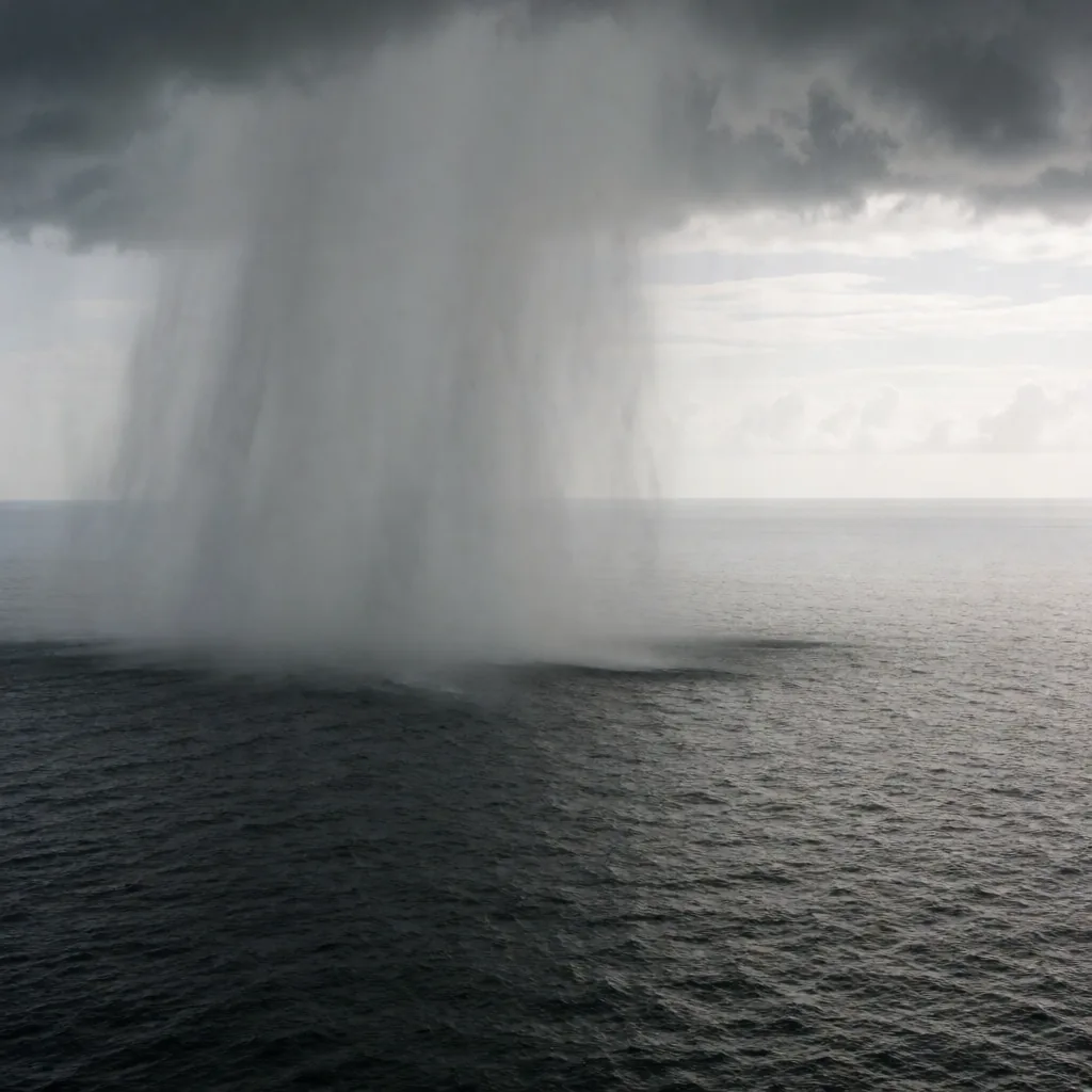 Rain squall over water